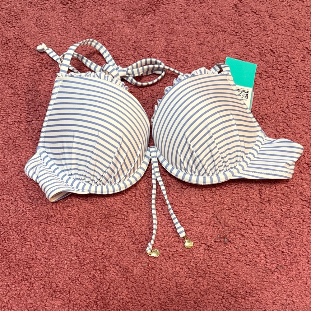 Hollister white and light blue bathing suit